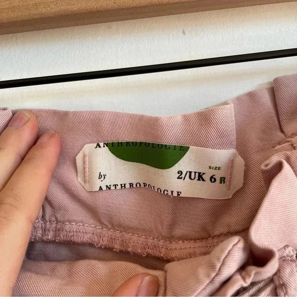 Anthropologie Blythe Wide Leg Pants Paper Bag Tie Waist Light Pink Bow 2 - Picture 10 of 15